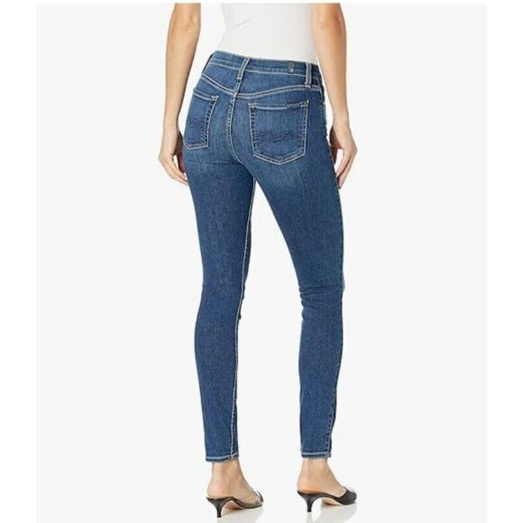7 For All Mankind Gwenevere Skinny Jeans Women’s 26x27 Mid Rise Medium Wash - Picture 2 of 7